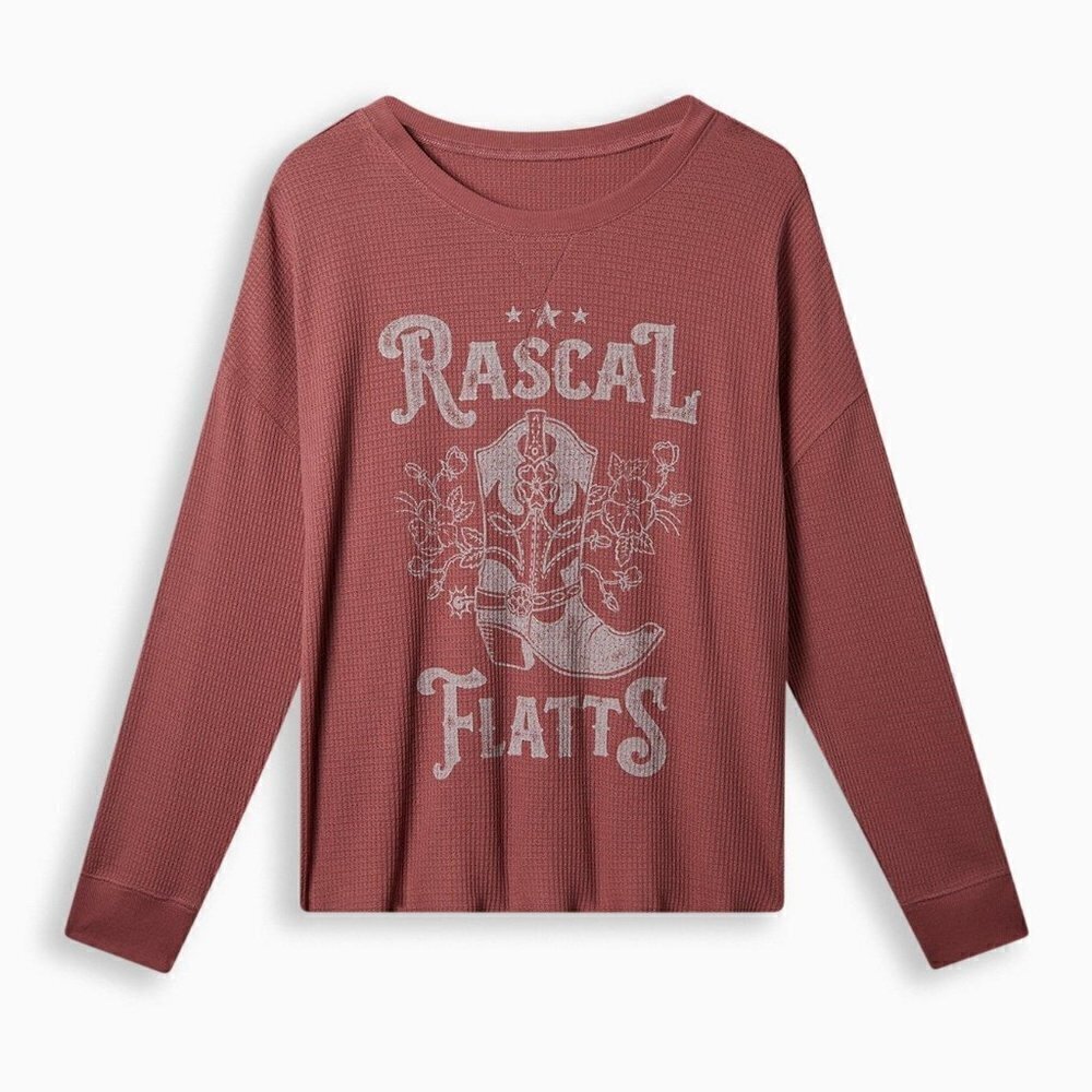 Torrid - Rascal Flatts Waffle Crop Long Sleeve Tee in Wild Ginger
